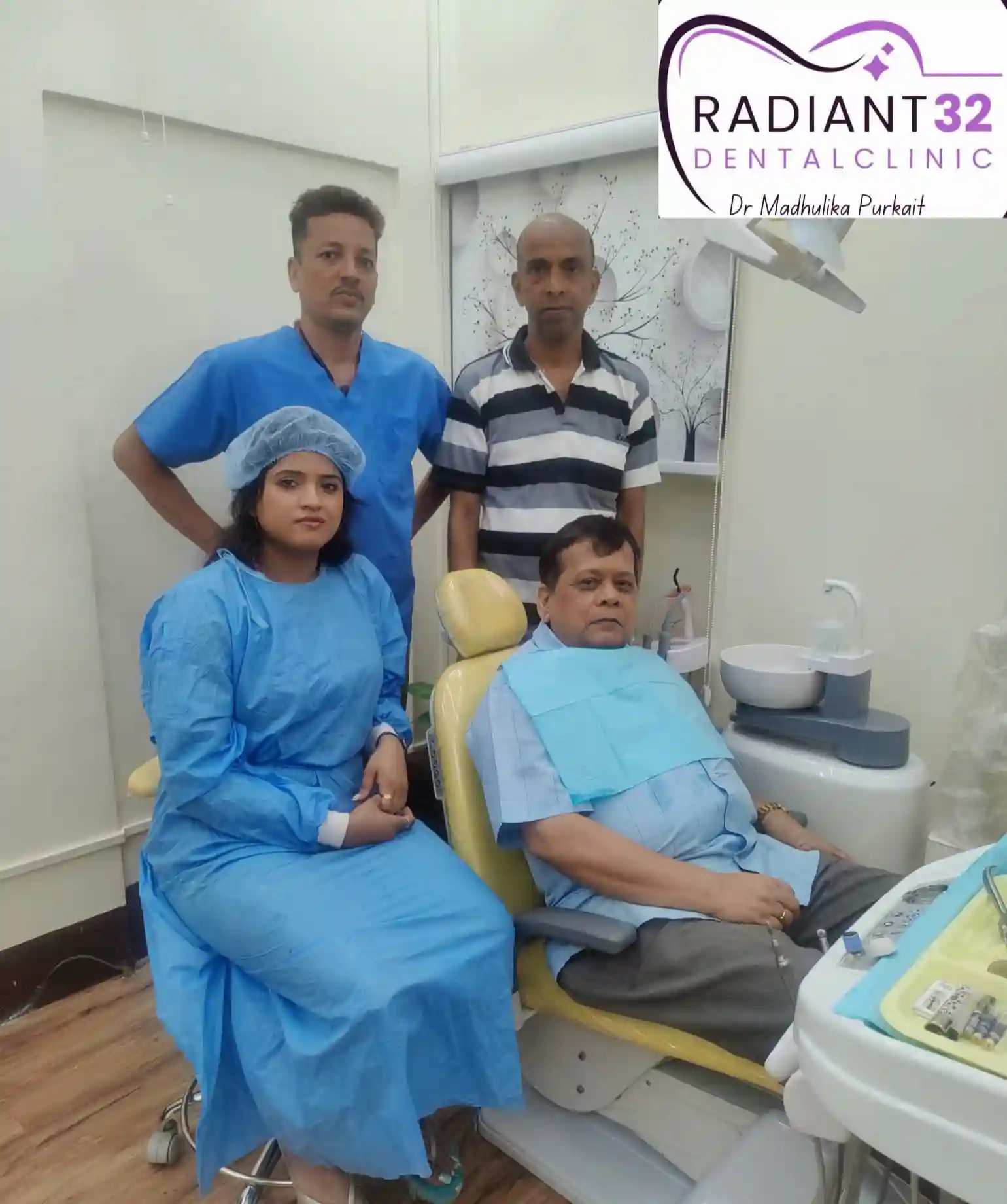 Mr Tapan Barik with the Radiant 32 team at the treatment chair