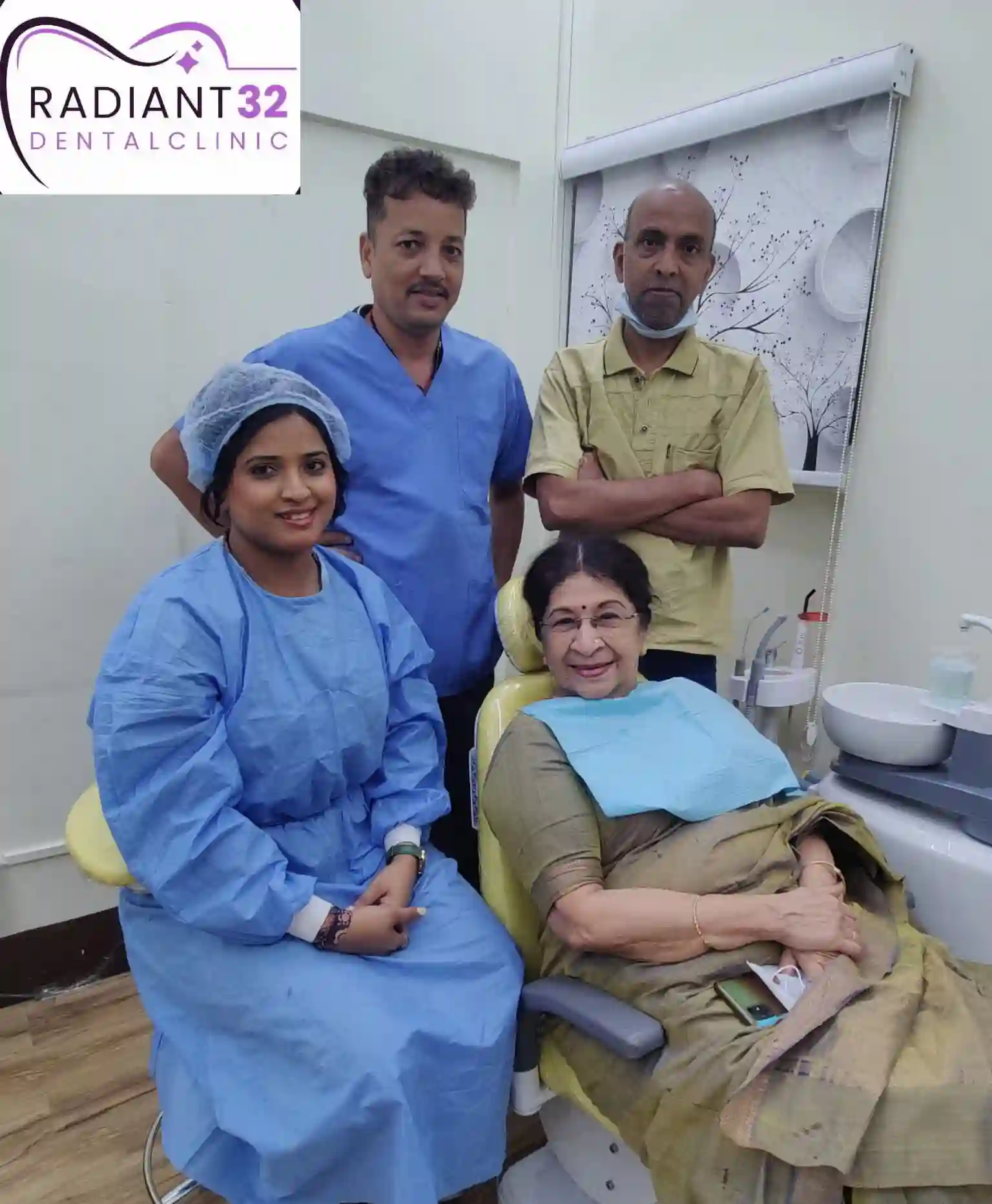 Mrs Urmimala Basu with the Radiant 32 team at the treatment chair